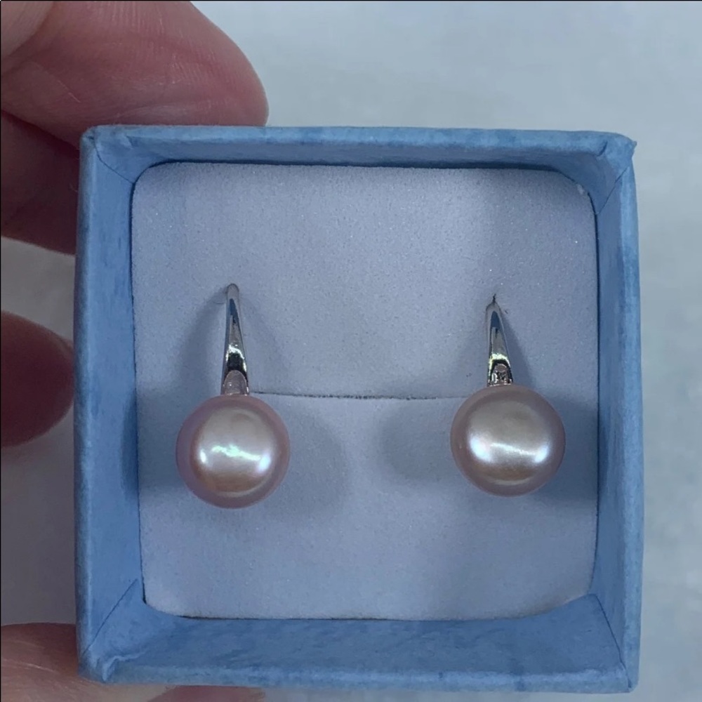 Freshwater pink blush hoop drop earrings